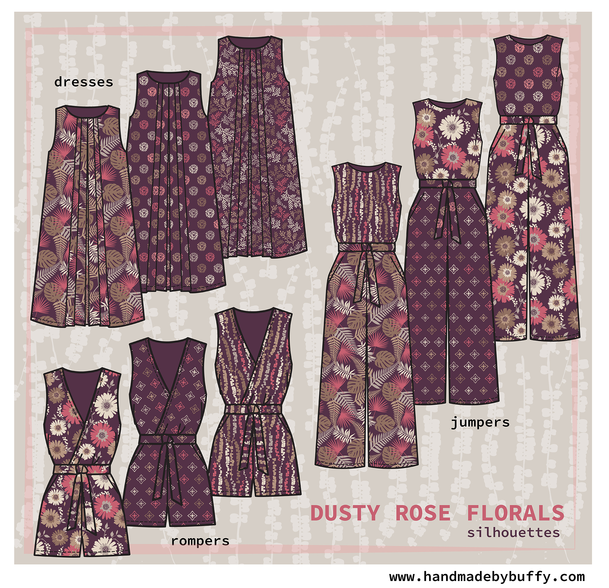 "Dusty Rose Florals" autumn mockups