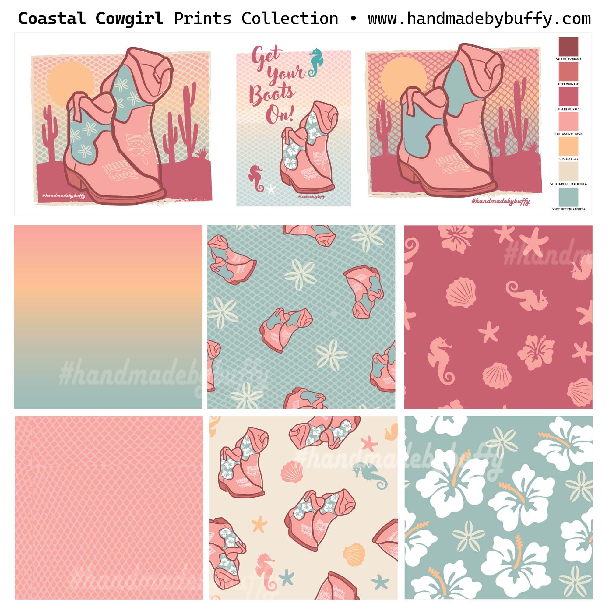 "Coastal Cowgirl" pattern collection