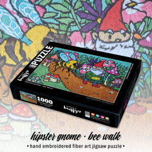 Hipster Gnome - Bee Walk, Embroidered Art Jigsaw Puzzle (1000 piece)